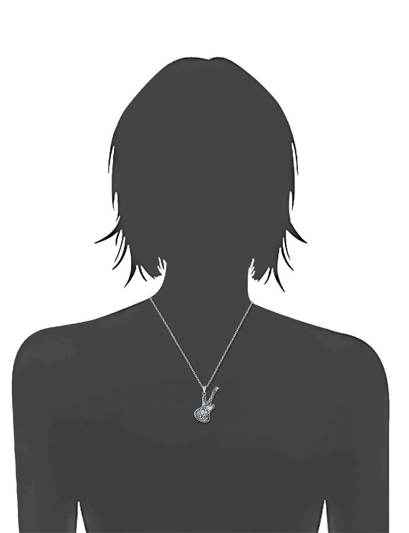 MANBU 925 Sterling Silver Guitar Cremation Jewelry for Ash - Guitar Locket Urn Necklace Musical Memorial Pendant Bereavement Keepsake Gift for Loss of Guitarist or Music Lover (guitar Urn holds ashes) - Image 2